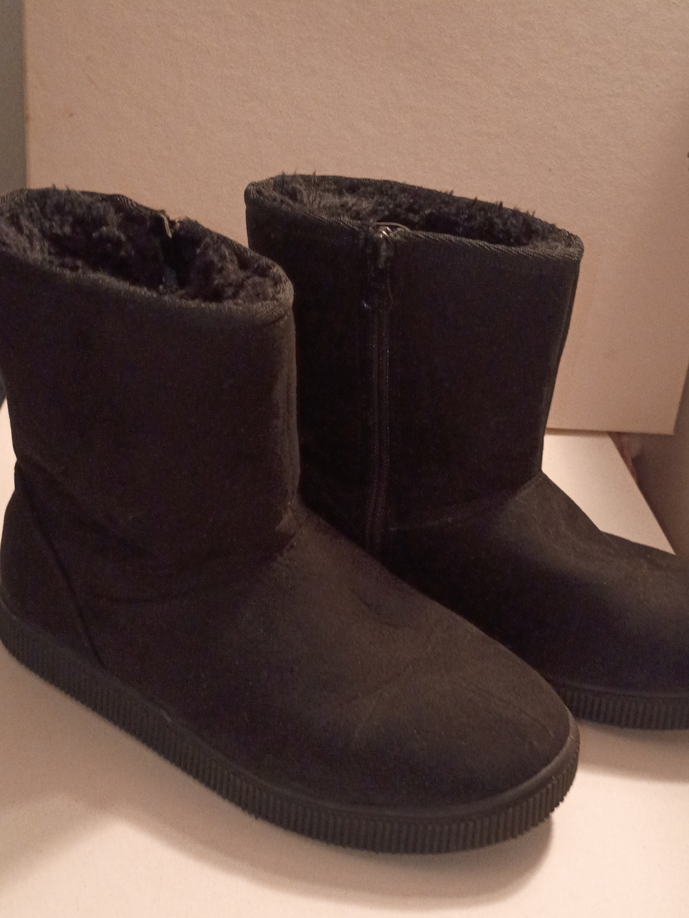 Black Faux Suede Cozy Winter Boots